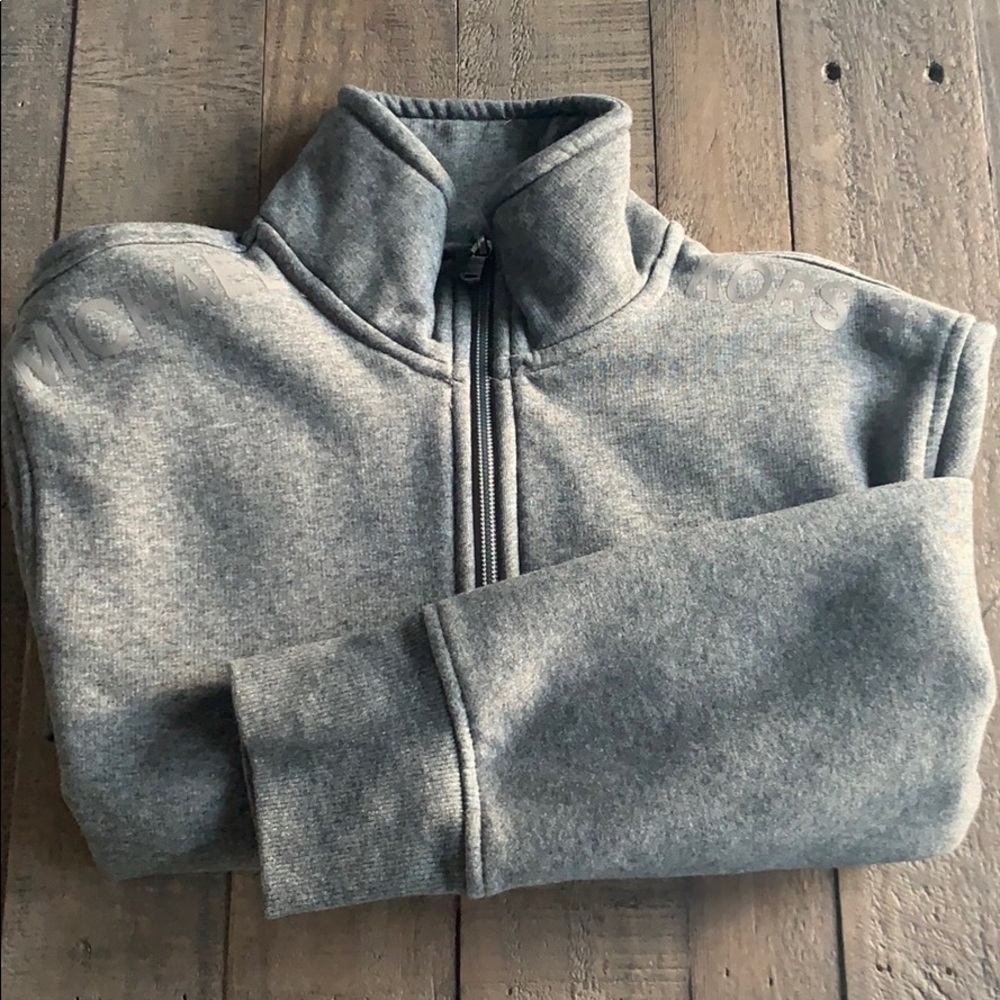Michael Kors Gray Quarter Zip Pullover Sweater | Fleece Lined | Size M